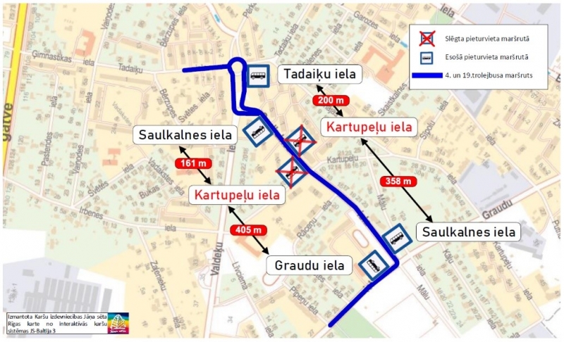 4 un 19 trolejbusa maršruta shēma